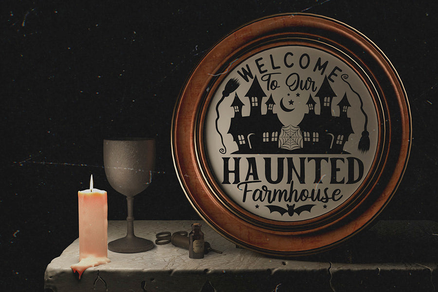 Halloween Round Sign SVG | Welcome to Our Haunted Farmhouse