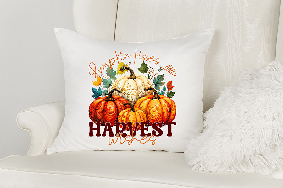 Pumpkin Kisses and Harvest Wishes - Thanksgiving PNG