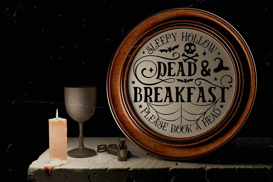 Halloween Round Sign SVG - Dead & Breakfast SVG