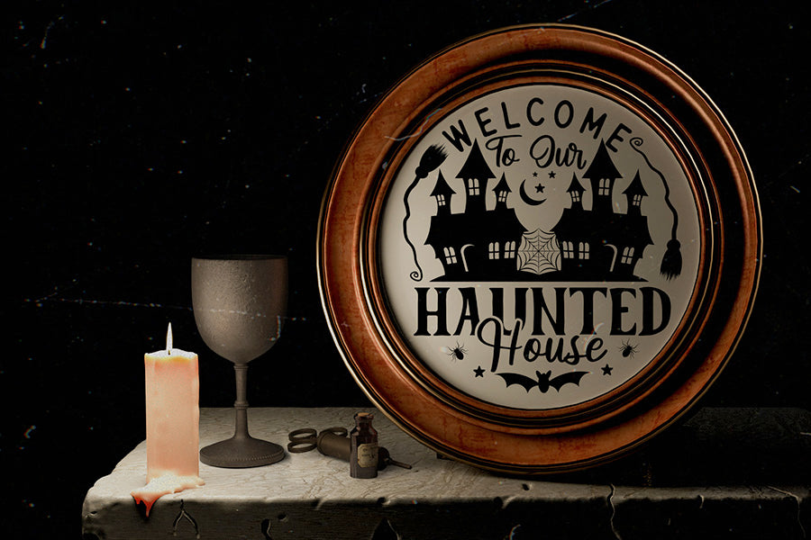 Welcome to Our Haunted House | Halloween Round Sign SVG