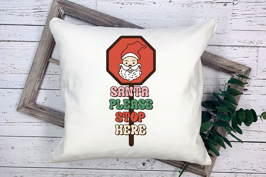 Retro Christmas Santa Please Stop Here PNG