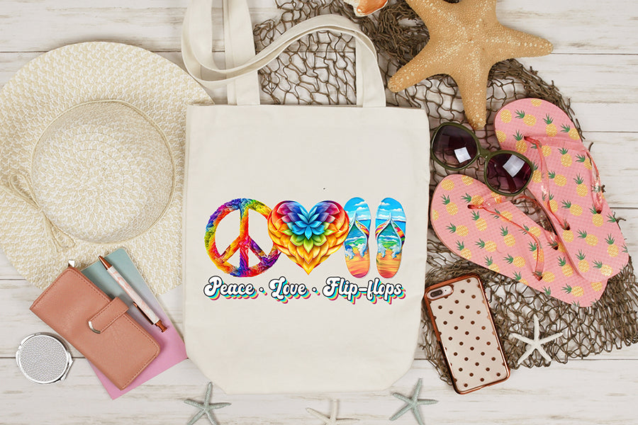 Peace Love Flip Flops PNG Sublimation Design