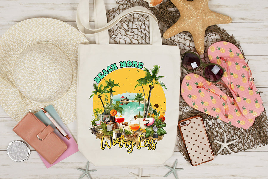 Beach More Worry Less PNG Sublimation Design