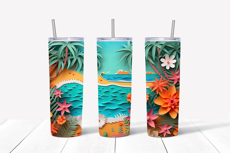 3D Summer Tumbler Wrap Sublimation