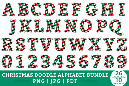 Christmas Doodle Alphabet PNG Bundle