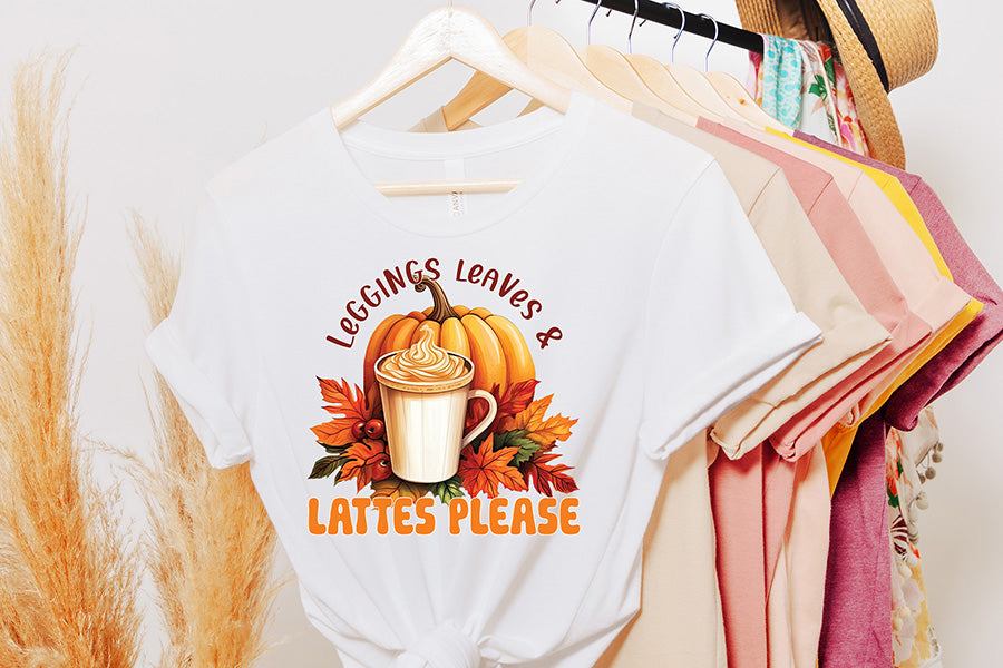 Fall Sublimation Design - Leggings Leaves & Lattes Please