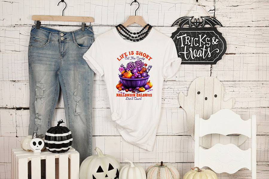 Funny Halloween Quote Sublimation - Life is Short PNG