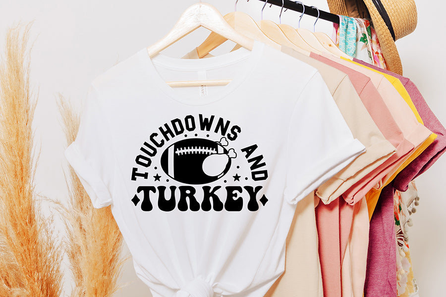Touchdowns and Turkey - Retro Thanksgiving SVG