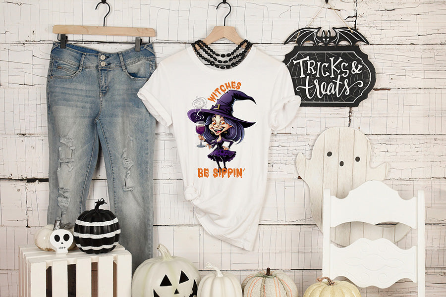 Funny Halloween Quote Sublimation - Witches Be Sippin