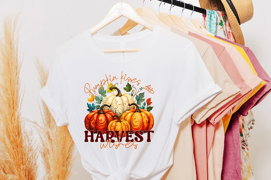 Pumpkin Kisses and Harvest Wishes - Thanksgiving PNG