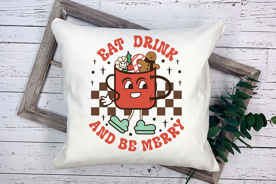 Retro Christmas Eat Drink and Be Merry PNG