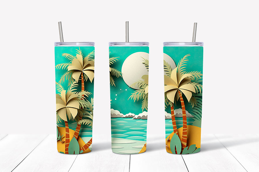 3D Summer Tumbler Wrap Sublimation