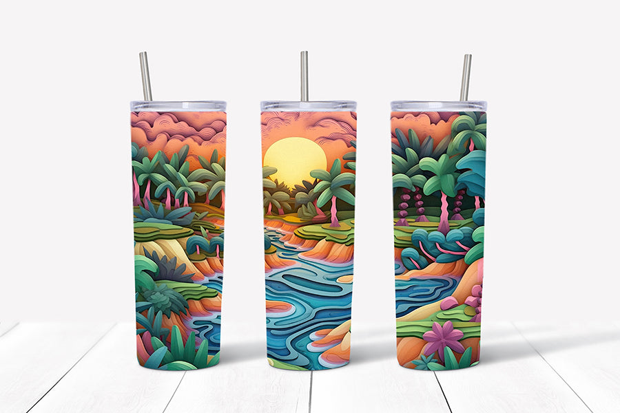 3D Summer Tumbler Wrap Sublimation