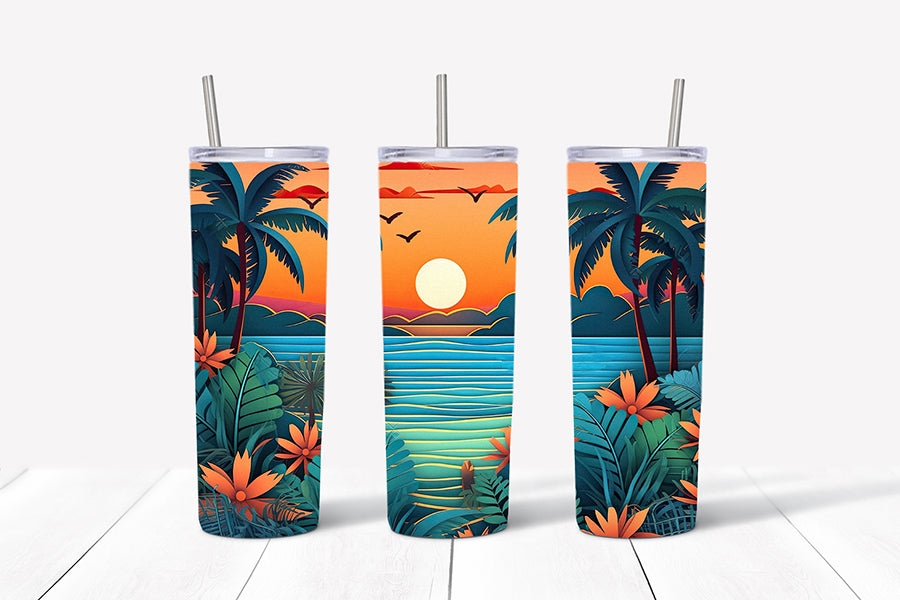 3D Summer Tumbler Wrap Sublimation