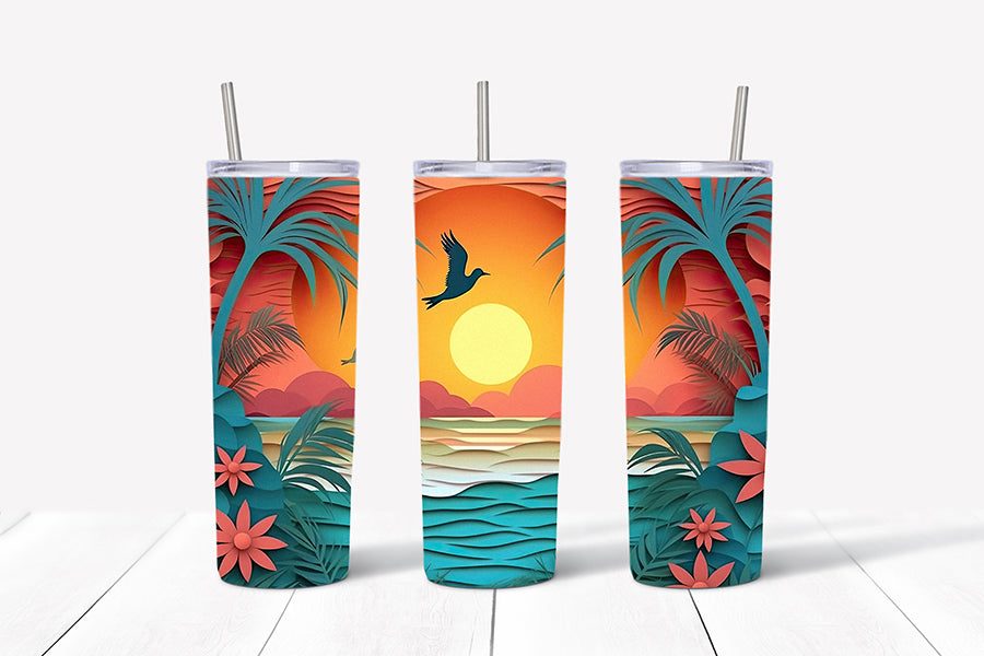 3D Summer Tumbler Wrap Sublimation