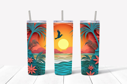 3D Summer Tumbler Wrap Sublimation