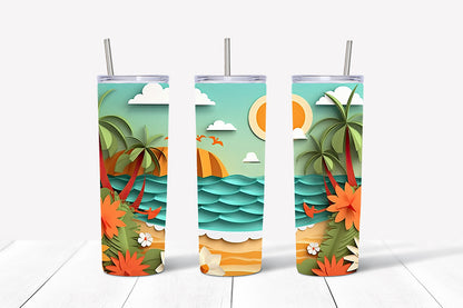 3D Summer Tumbler Wrap Sublimation