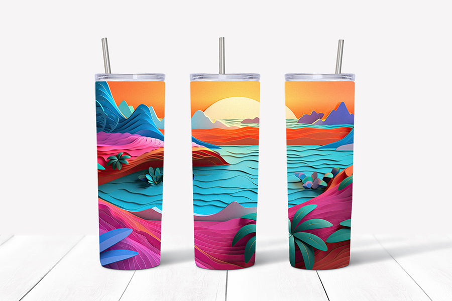 3D Summer Tumbler Wrap Sublimation