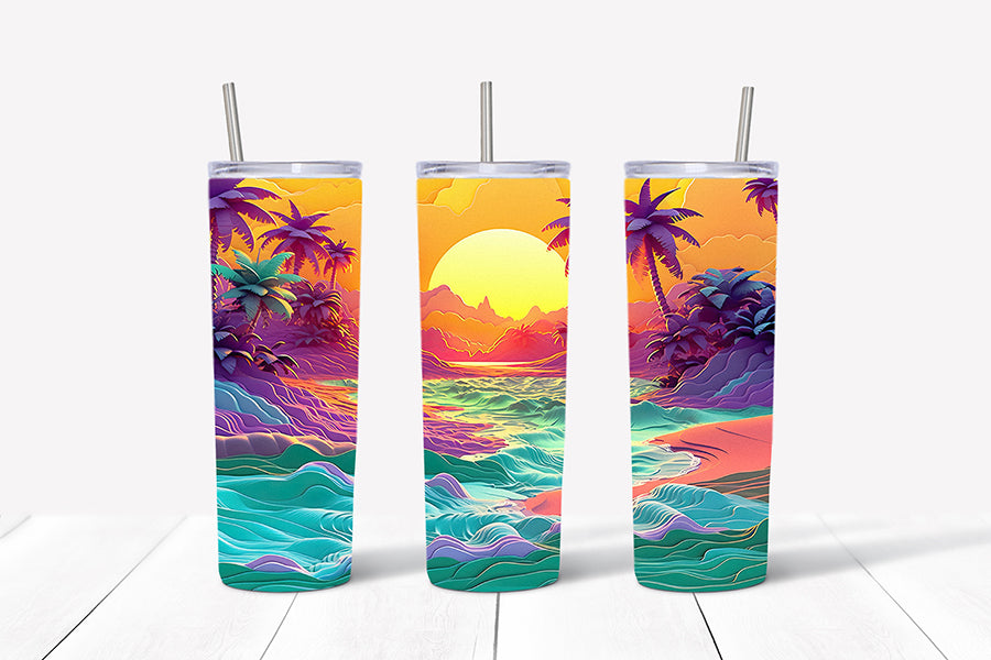 3D Summer Tumbler Wrap Sublimation