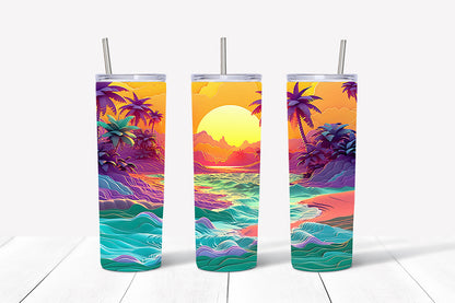 3D Summer Tumbler Wrap Sublimation