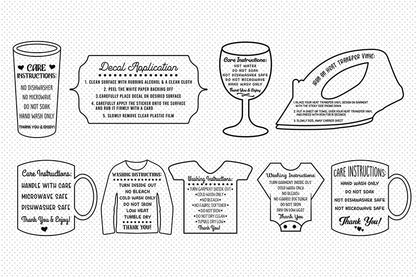 Printable Care Instruction Cards - SVG Bundle