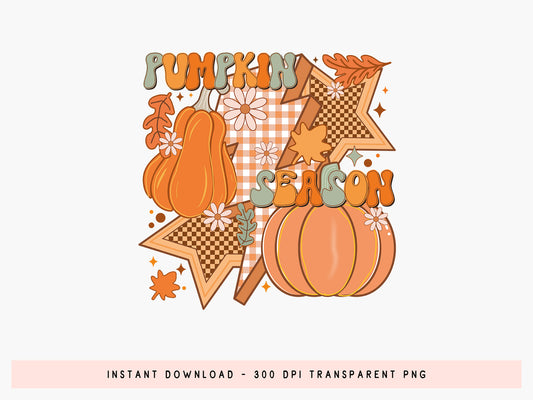 Pumpkin Season, Retro Fall Sublimation Print