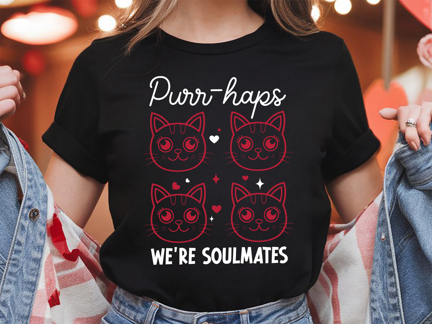 Purr-haps We're Soulmates - Cute Cat Valentine SVG Vector