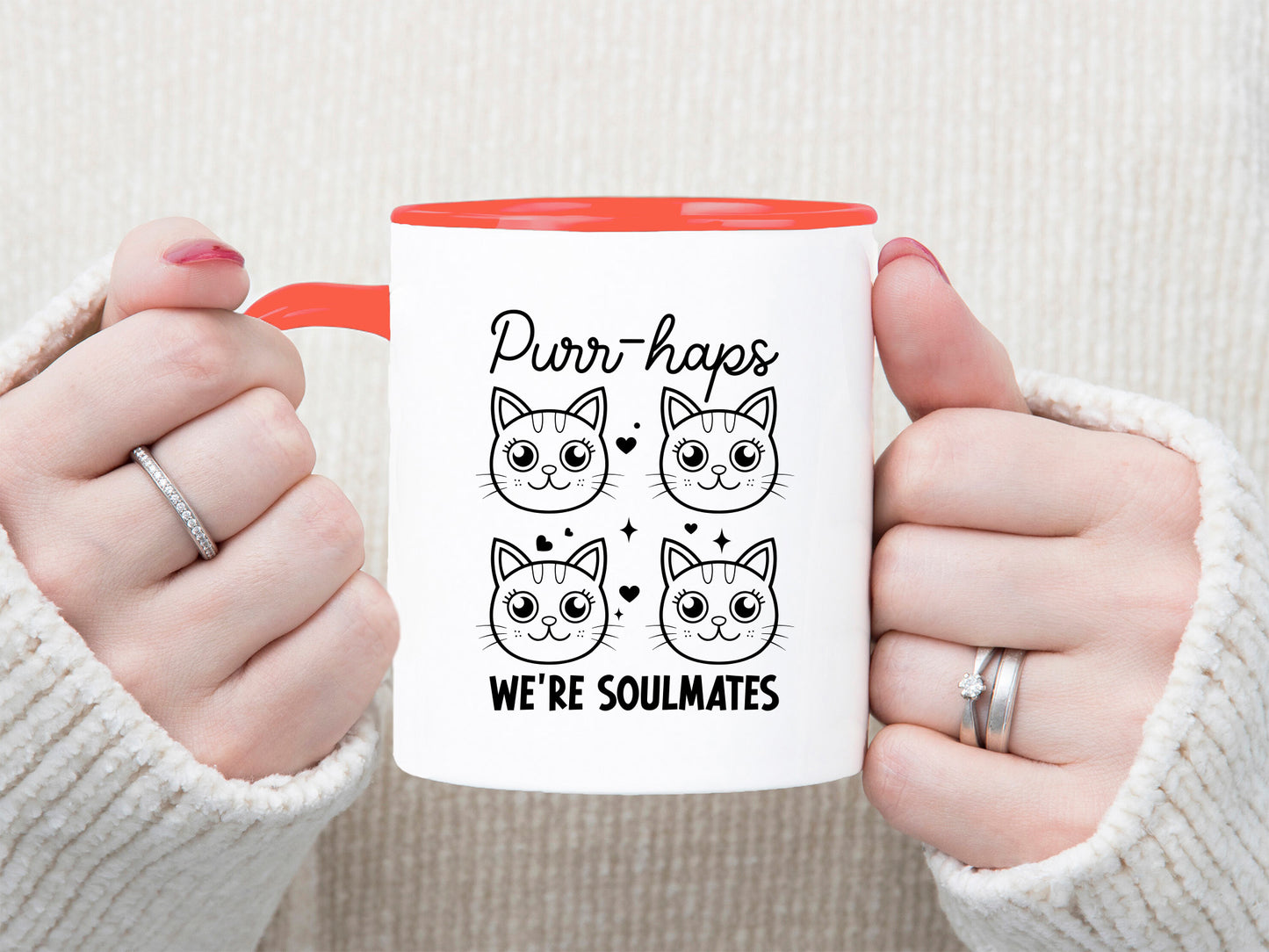 Purr-haps We're Soulmates - Cute Cat Valentine SVG Vector