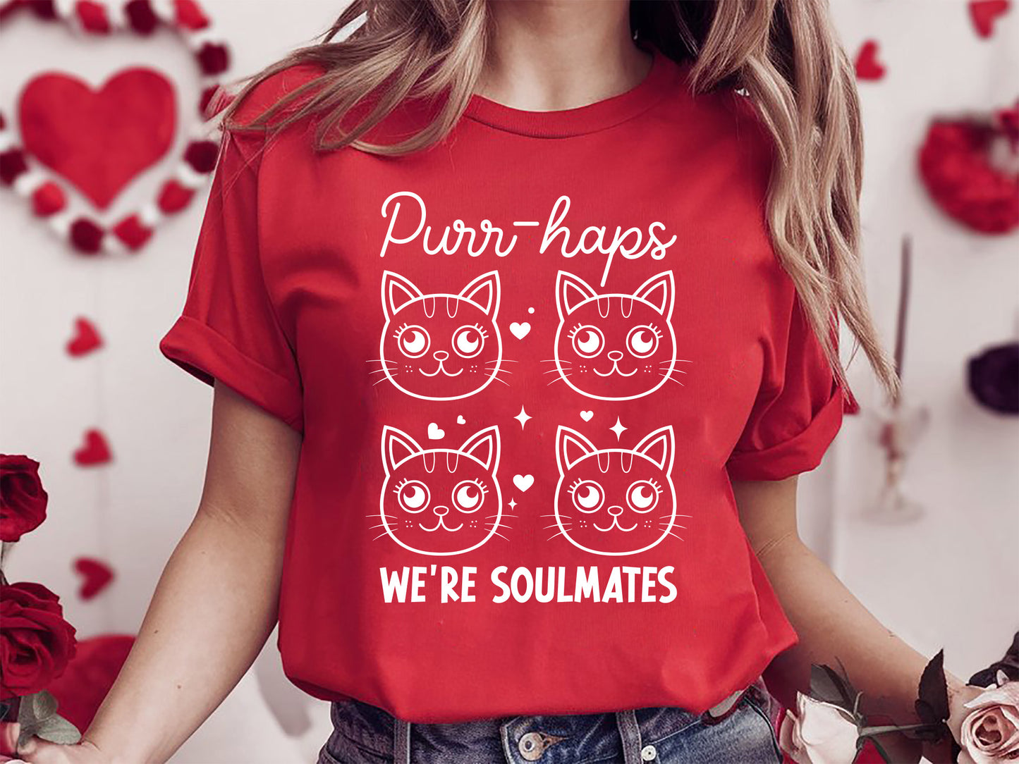 Purr-haps We're Soulmates - Cute Cat Valentine SVG Vector