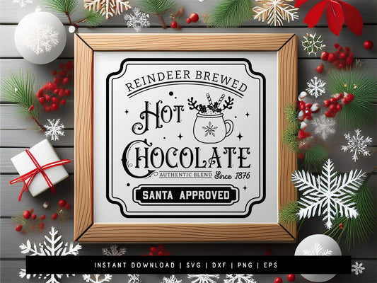 Reindeer Brewed Hot Chocolate Sign SVG