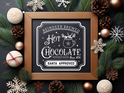 Reindeer Brewed Hot Chocolate Sign SVG