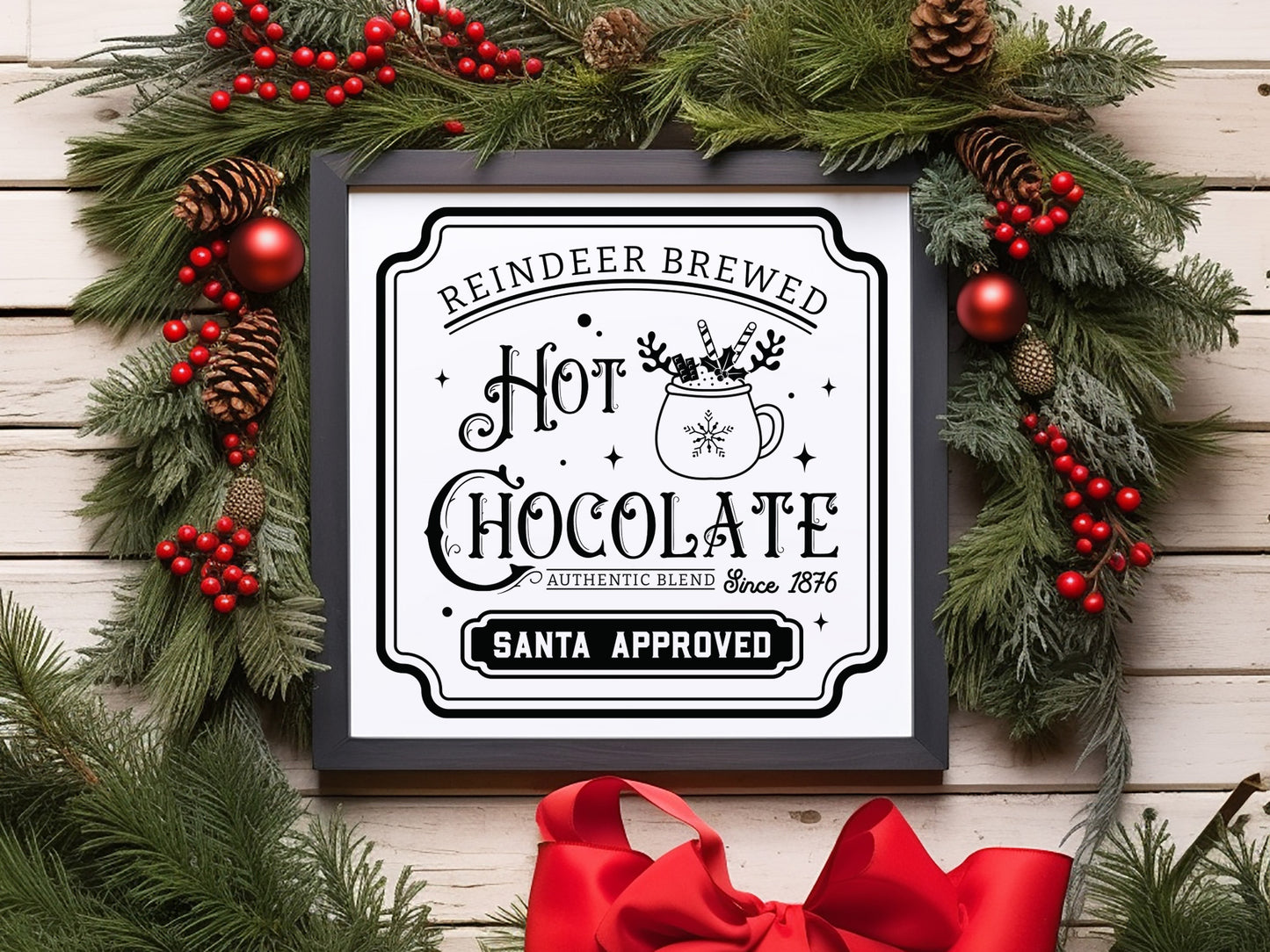 Reindeer Brewed Hot Chocolate Sign SVG