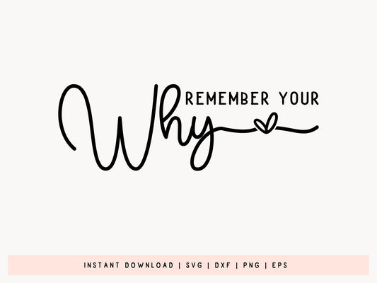 Remember Your Why, Motivational Quote SVG