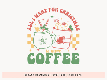 Retro All I Want for Christmas is More Coffee SVG File