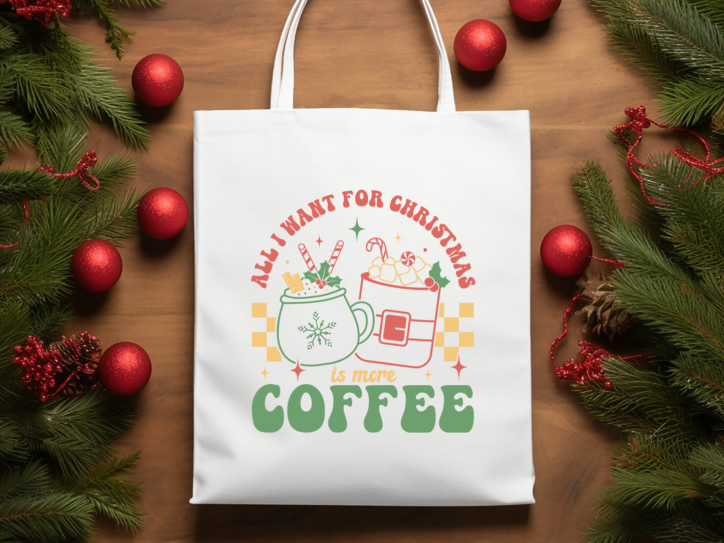 Retro All I Want for Christmas is More Coffee SVG File