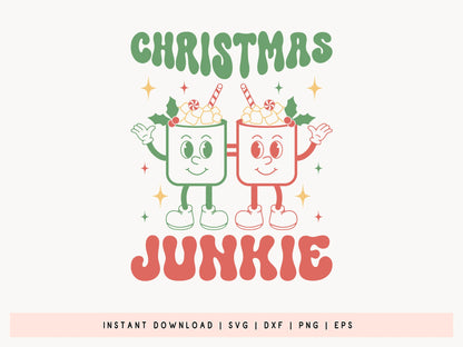 Retro Christmas Junkie SVG