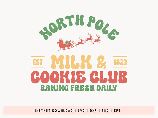 Retro Christmas SVG File - North Pole Milk & Cookie Club