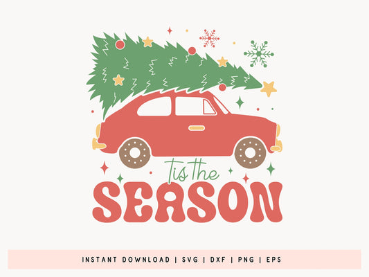 Retro Christmas SVG File - Tis the Season