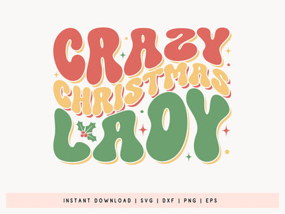 Retro Crazy Christmas Lady SVG File