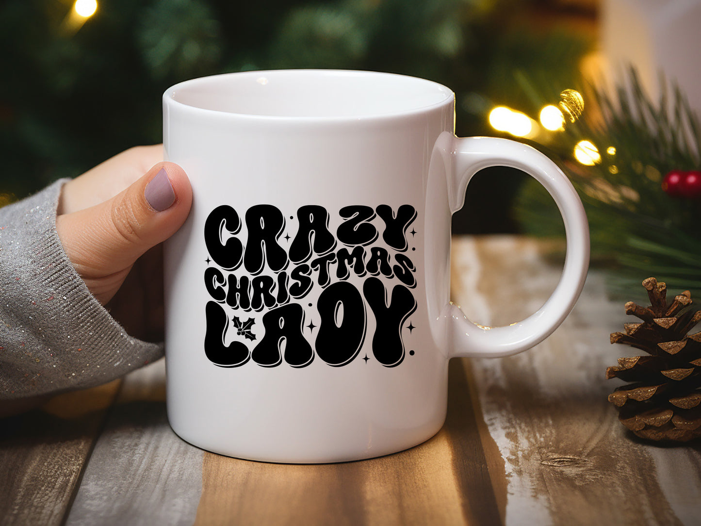 Retro Crazy Christmas Lady SVG File