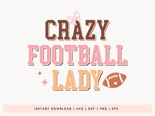 Retro Crazy Football Lady Design SVG