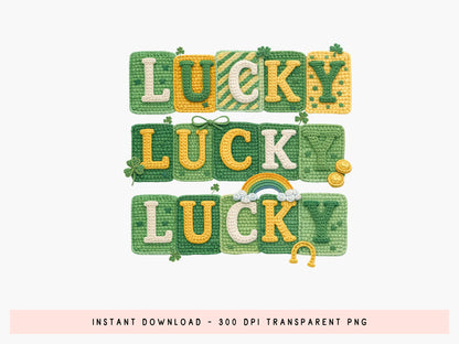 Retro Faux Yarn Lucky St Patrick's Day PNG
