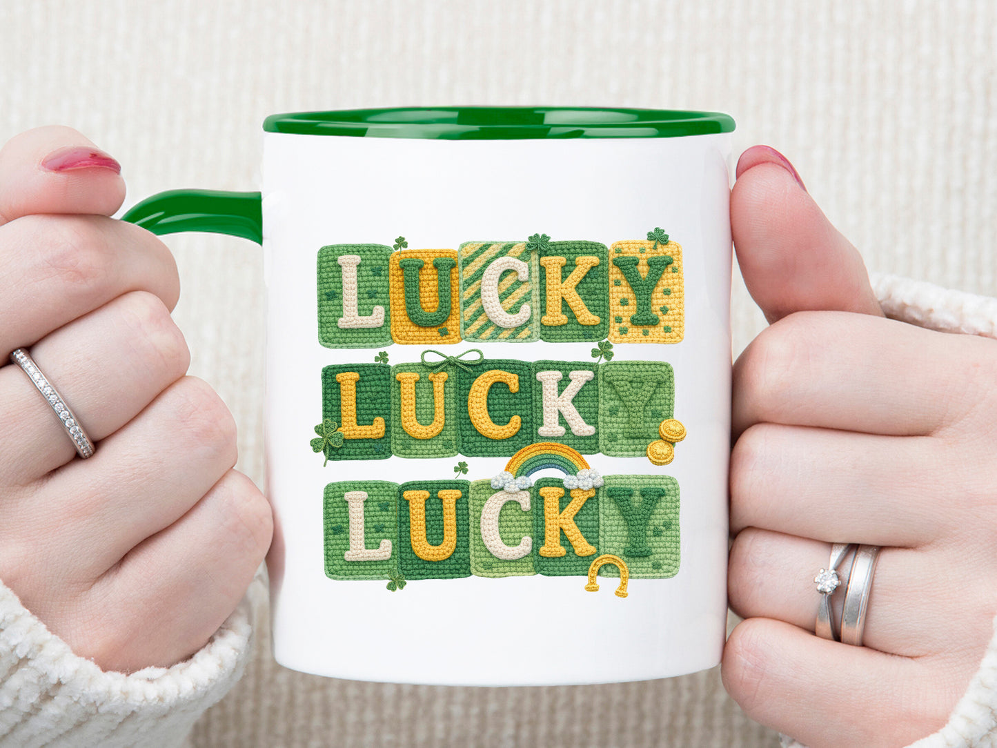 Retro Faux Yarn Lucky St Patrick's Day PNG