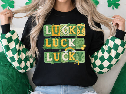 Retro Faux Yarn Lucky St Patrick's Day PNG