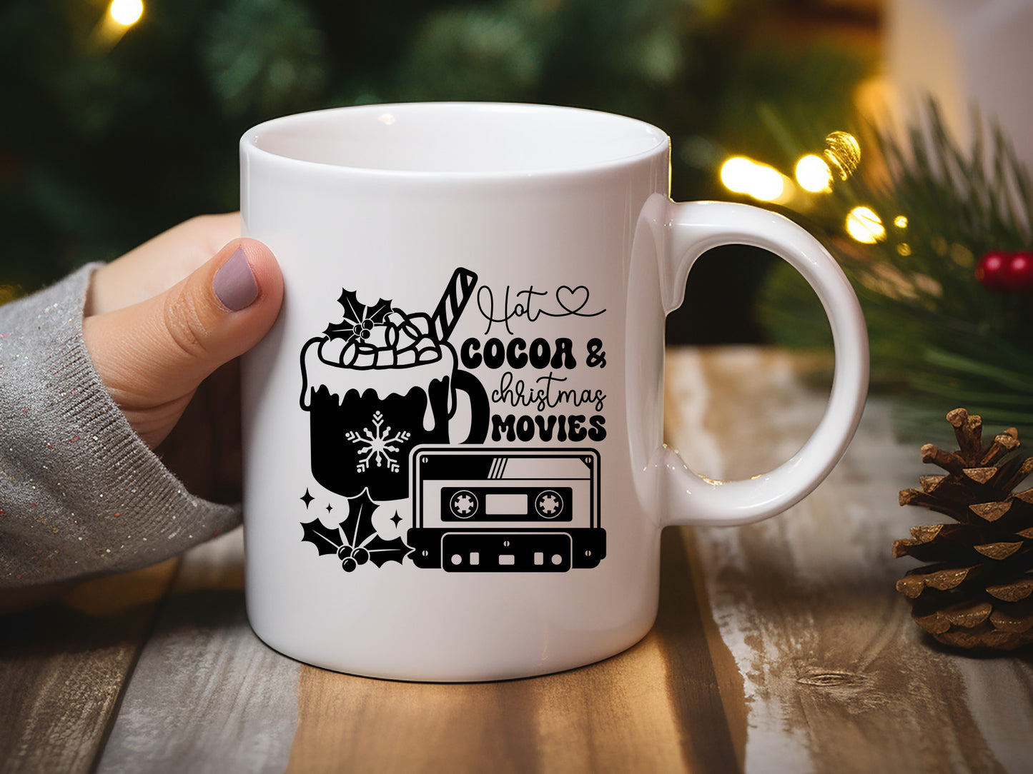 Retro Hot Cocoa and Christmas Movies SVG