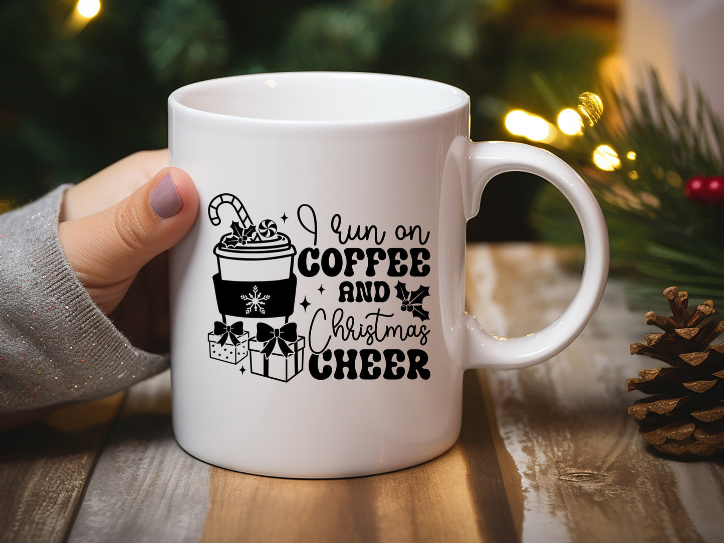 Retro I Run on Coffee and Christmas Cheer SVG Design