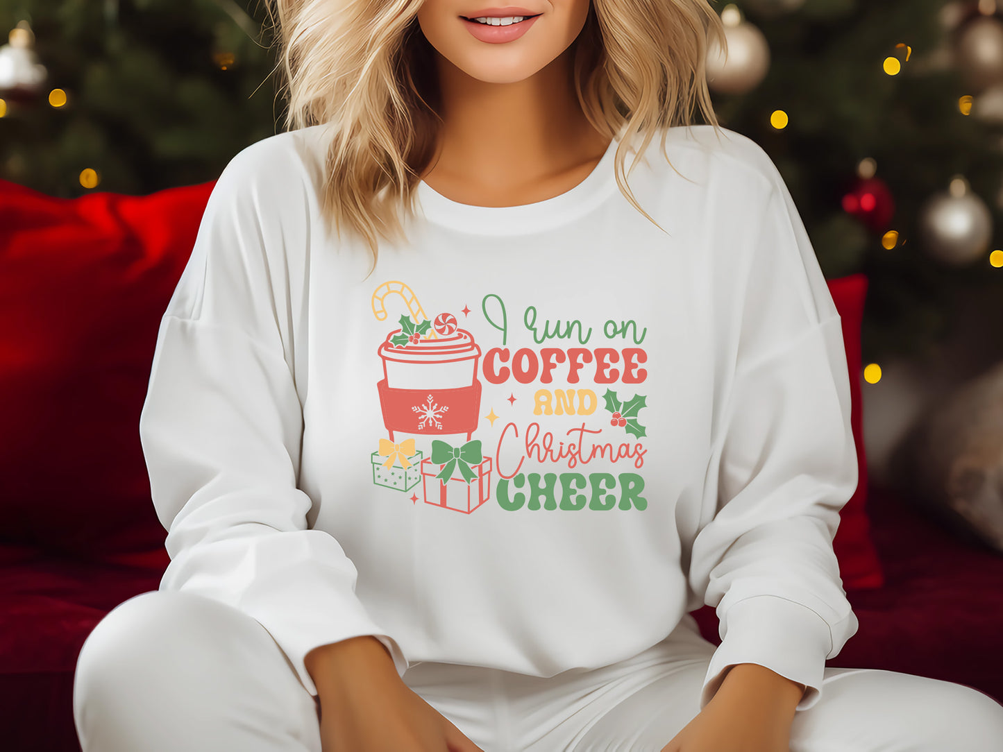 Retro I Run on Coffee and Christmas Cheer SVG Design