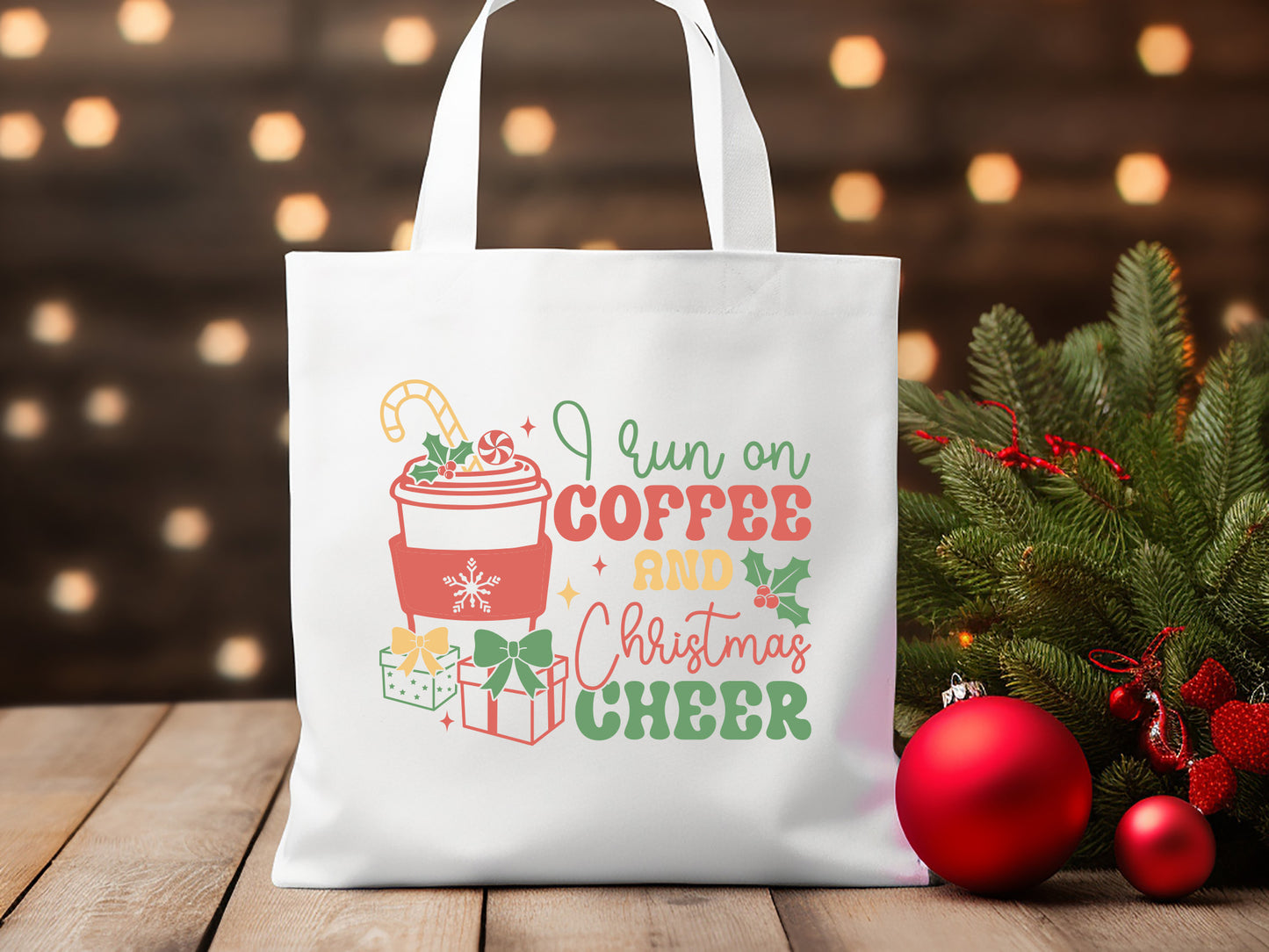 Retro I Run on Coffee and Christmas Cheer SVG Design