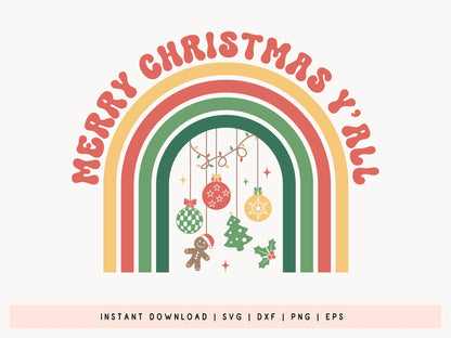 Retro Merry Christmas Y'all SVG Cut File