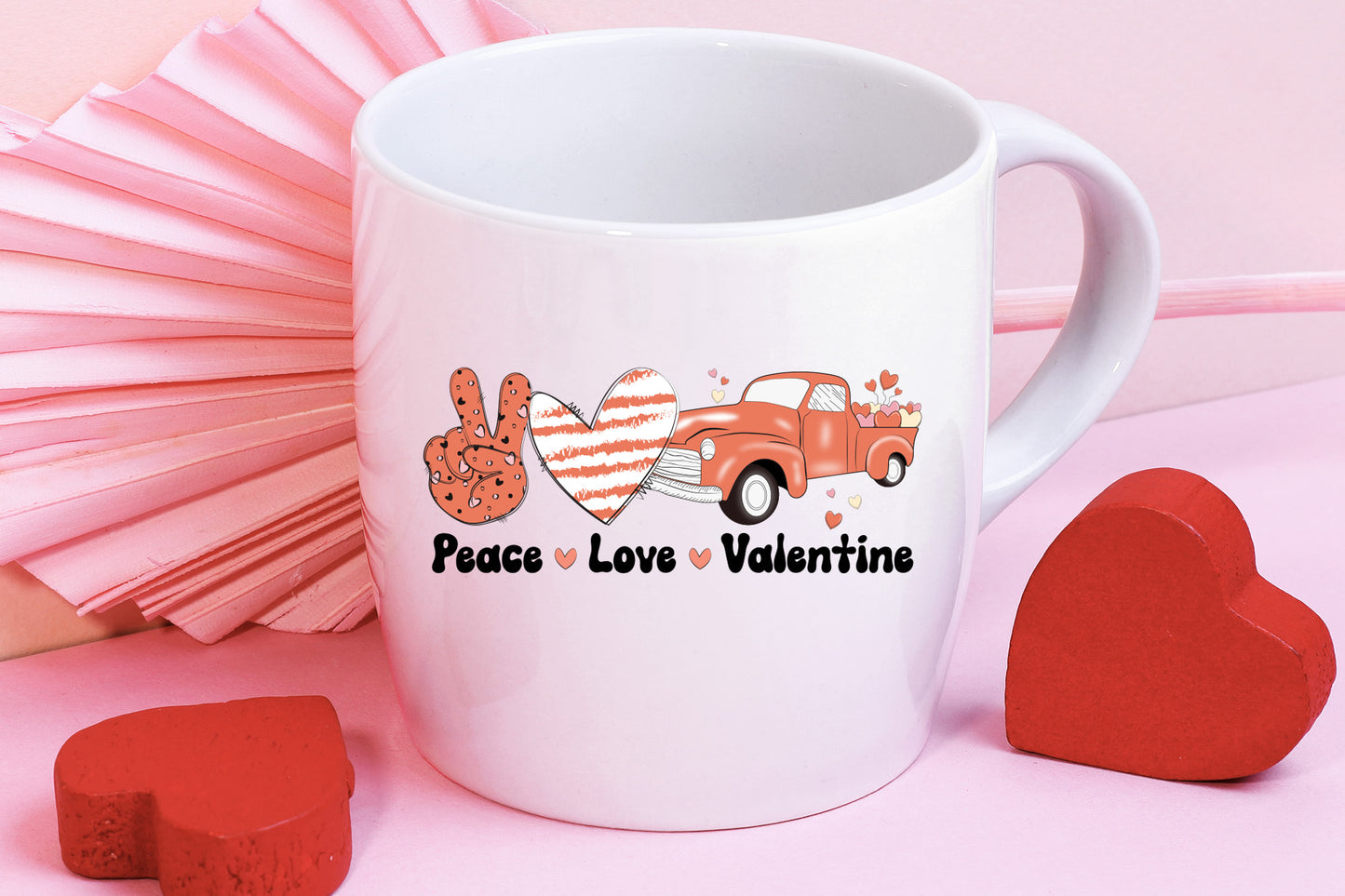 Retro Peace Love Valentine Sublimation PNG